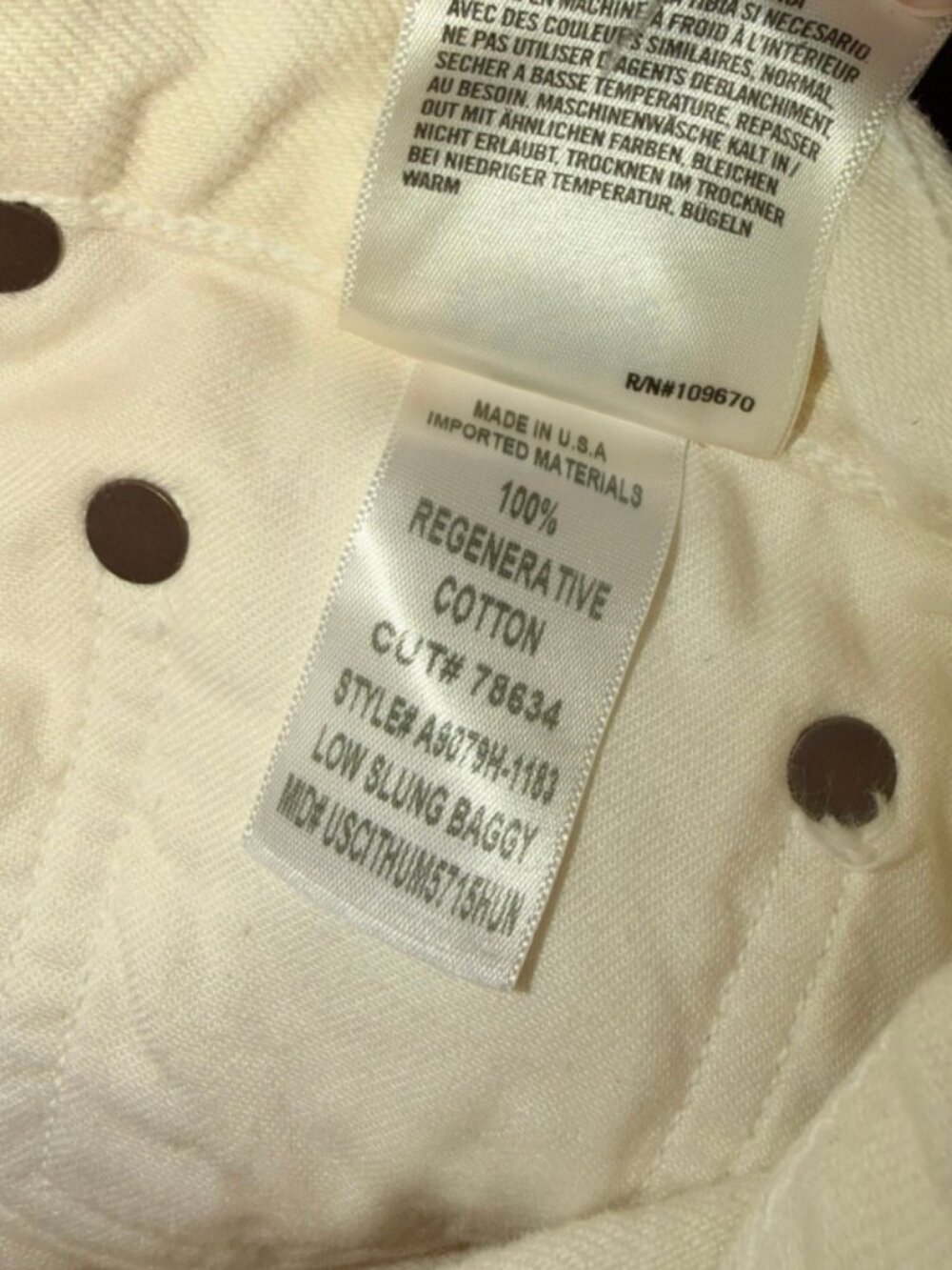 AGOLDE - Low Slung Baggy Jeans in White, Size 23 - Picture 8 of 15